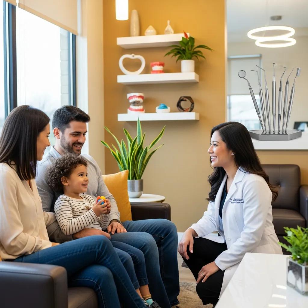 Welcoming dental office with Dr. Ashtiany and a family, emphasizing expert dental care