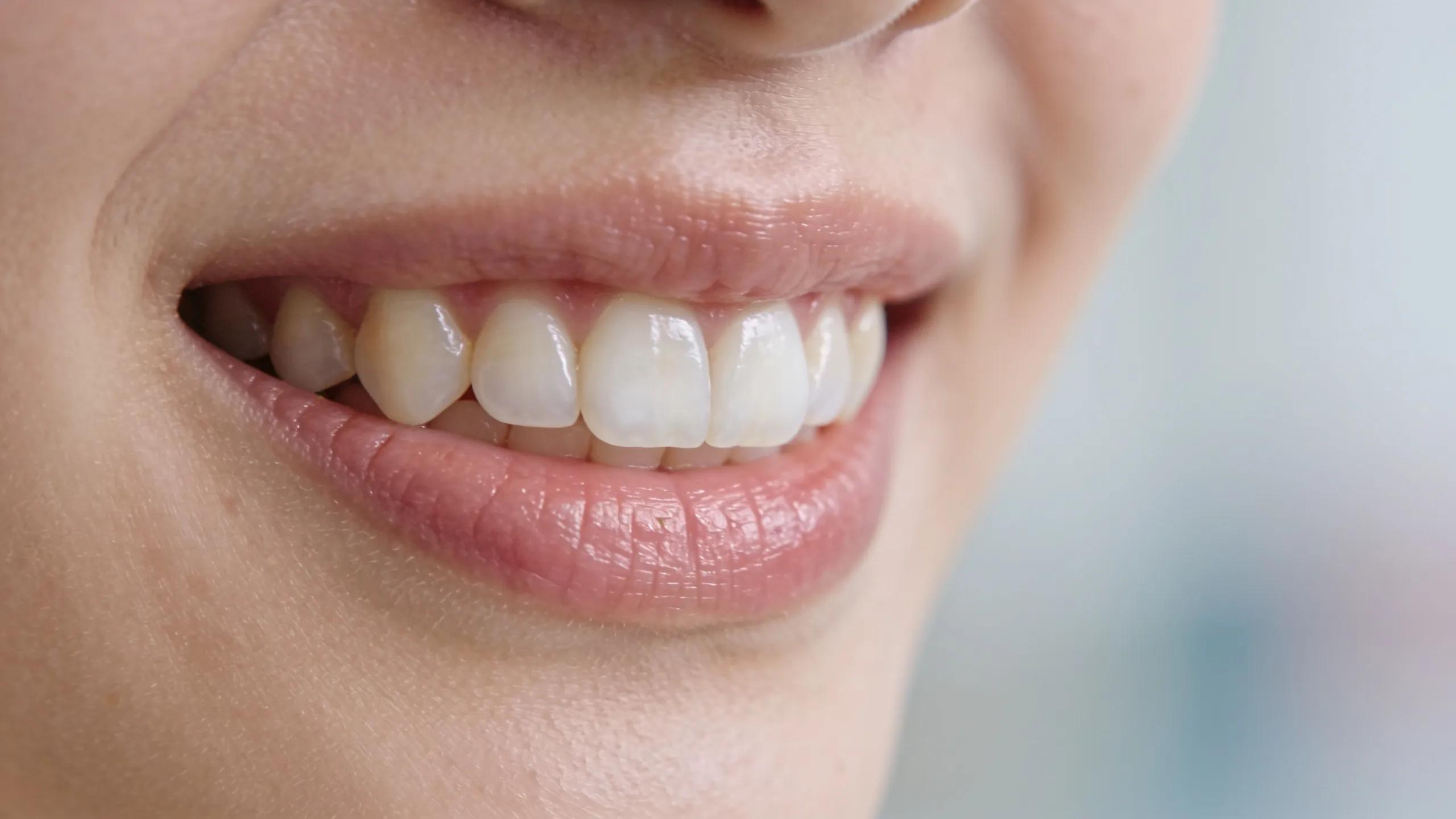 Close-up of a smile with porcelain dental veneers enhancing aesthetics